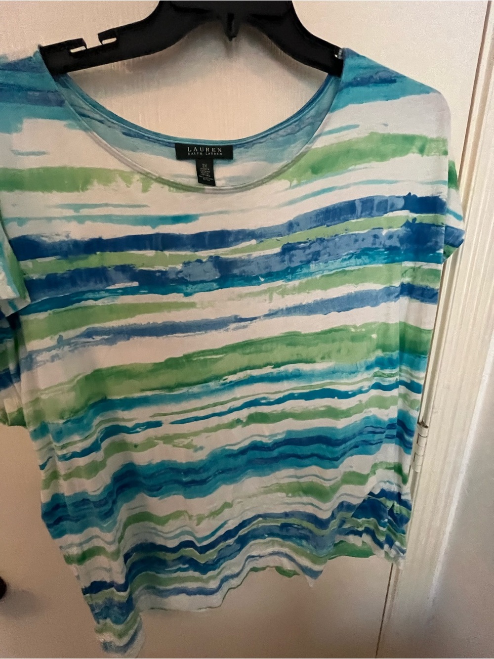 Ralph Lauren Blue & Green Watercolor Stripe Short Sleeve Tee